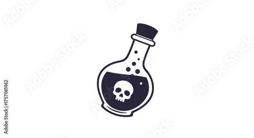 Eerie potion bottle with skull symbol inside implies danger mystery halloween potion dangerous liquid concoction isolated on white background