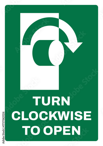 safety signs_emergency and first aid_OSHA-ANSI_uppercase text_turn clockwise to open 