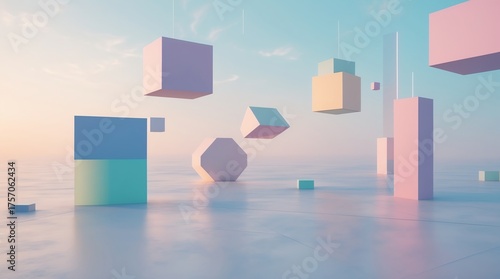 Pastel Geometry Dreamscape Abstract Minimalist Background Design