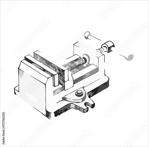 Machine Vise Drawing – Mechanical Tool Illustration