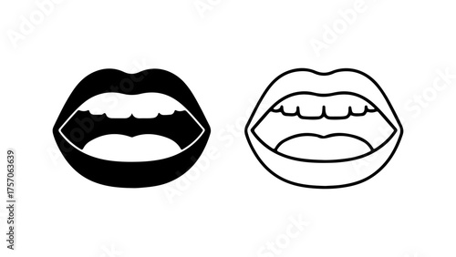 Open mouth with outline and solid fill with transparent background