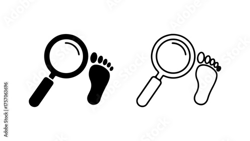 Footprint and magnifying glass with transparent background
