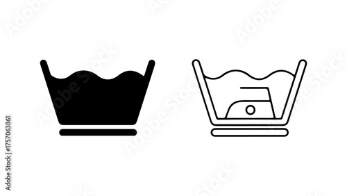 Laundry basin icons with transparent background