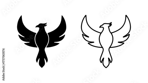 Phoenix bird outline with transparent background