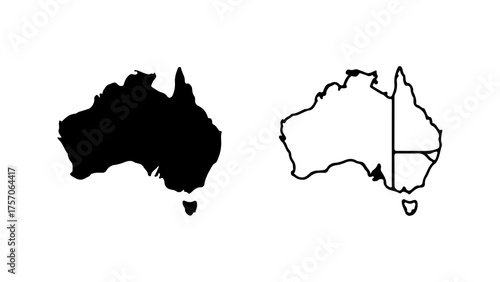 Australia map outline and solid fill with transparent background