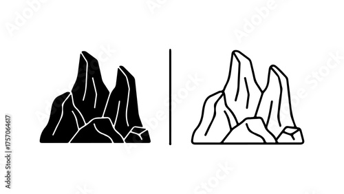 Rocky mountain peaks with transparent background