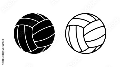 Volleyballs with outline and solid fill with transparent background