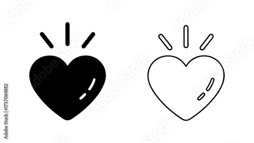 Heart icons with sparkle with transparent background