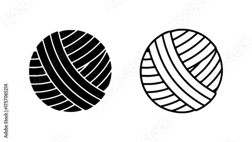 Yarn balls with striped texture with transparent background