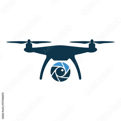 Modern quadcopter drone with integrated camera lens technology for aerial photography and videography