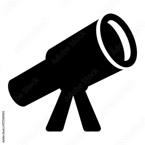 Black and white illustration of a telescope for astronomical observation