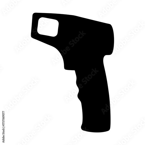 Black silhouette of an infrared thermometer device used for surface temperature