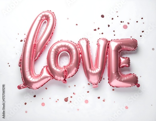 Pink foil balloon letters spell 