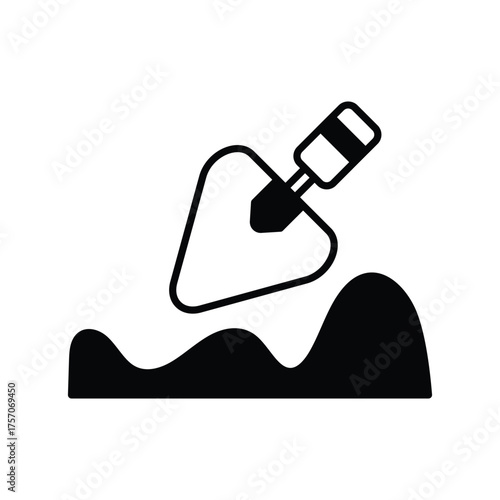 Trowel icon with white background vector stock illustration