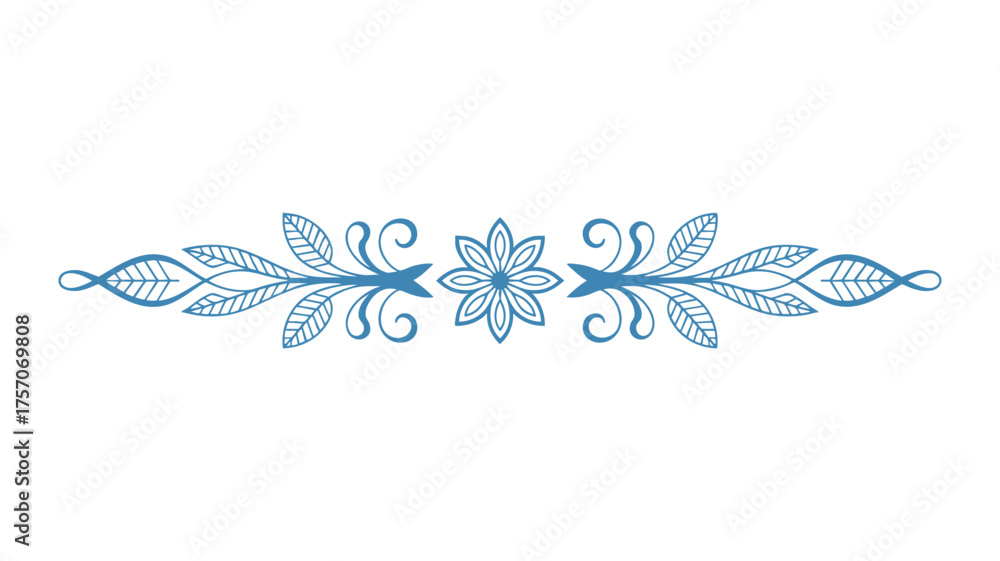Fototapeta premium Elegant symmetrical blue and silver decorative border design