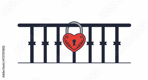 Heart shaped padlock securing bars symbolizing love protection security safety and commitment against separation isolated on white background