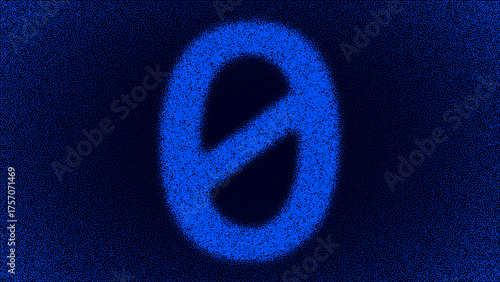 Blue dots form the number zero on a dark background.