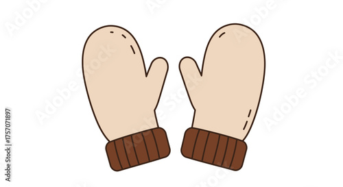 A clean and cute vector illustration of a matching pair of knitted mittens or gloves