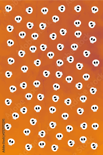 White Skulls Pattern - vector illustration
Vector pattern of doodled white skulls on a brown background.