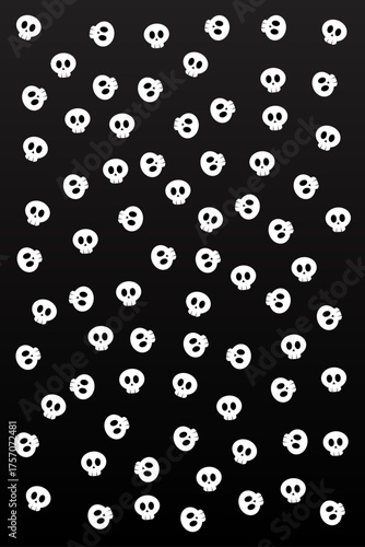 White Skulls Pattern - vector illustration
Vector pattern of doodled white skulls on a black background.