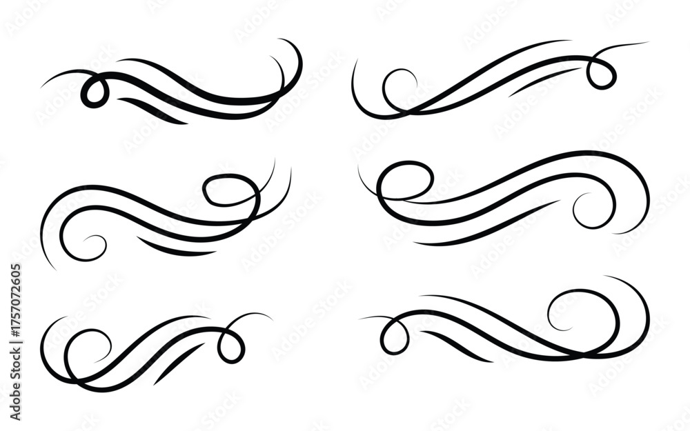 Fototapeta premium Elegant swirl divider art, Vintage calligraphy line, Decorative flourish style