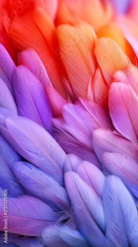Wallpaper Mural Close-up of colorful feathers in red, purple, and blue shades, symbolizing softness, lightness, creativity, and artistic texture.
 Torontodigital.ca