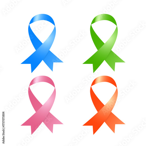 Set of vector multi-colored ribbons flat vector gradient