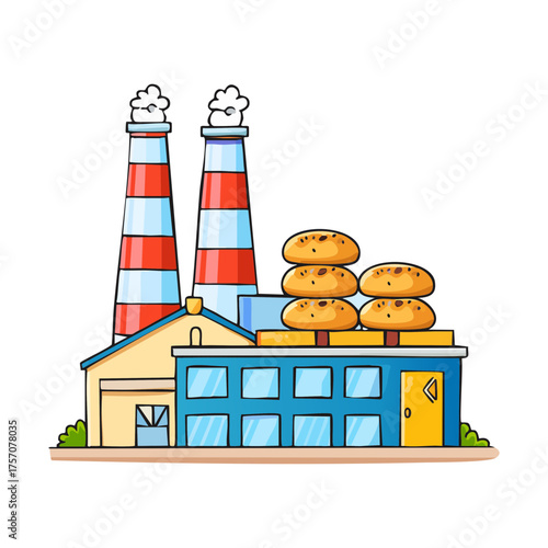 Factory building smoking chimney pollution
