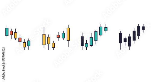 Colorful candlestick chart displays fluctuating market trends and price movements