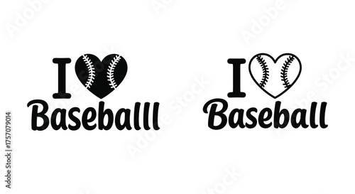 I love baseball graphic with heart and ball illustrations displayed