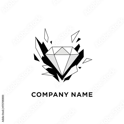 Diamond with Shattered Effect - Modern Logo Design for Jewelry or Luxury Brand.