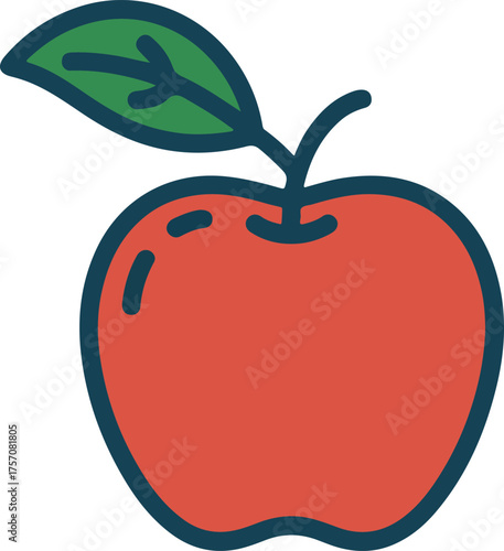 Apple Vector Icon with Shadow – Minimal Fruit Illustration