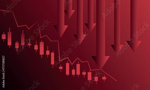
Investment chart falling on red background