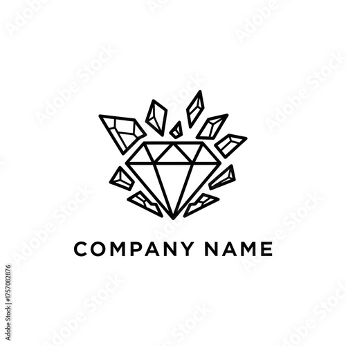 Elegant Diamond Logo with Shattered Effect for Jewelry or Luxury Brand.