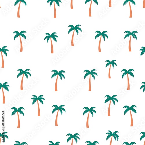 Repeat pattern of stylized palm trees on white background