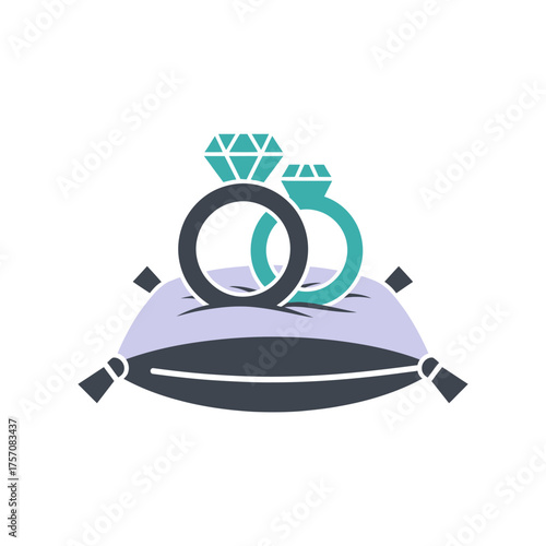 Elegant Wedding Rings on a Plush Pillow Symbolizing Love and Commitment.