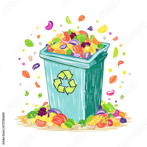 Recycling Bin with Apple