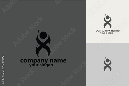 Abstract Human Figure Logo Design with Intertwined Limbs and Circular Head.
