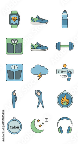 Fitness and Wellness Icons - A Collection for Healthy Living.