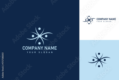 Abstract People Logo Design for Community Teamwork and Social Connection.