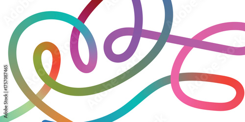 Abstract colorful swirling lines creating a vibrant and energetic organic pattern on a white background