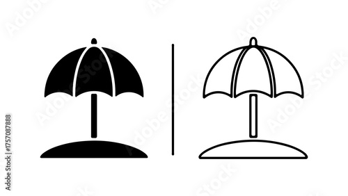 Beach umbrella icon with transparent background