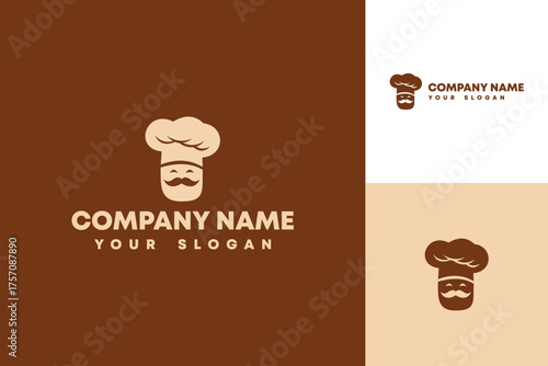 Chef Hat and Mustache Logo Design for Culinary Business.
