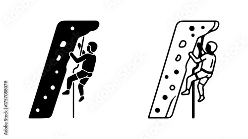 Rock climbing icon with transparent background