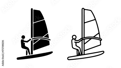 Windsurfing sport icons with transparent background