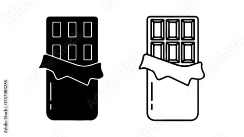 Chocolate bar with wrapper with transparent background