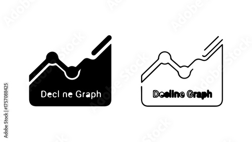 Decline graph icon with transparent background