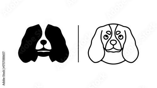 Beagle head icons with transparent background