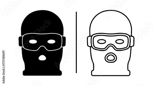 Masked face with goggles with transparent background