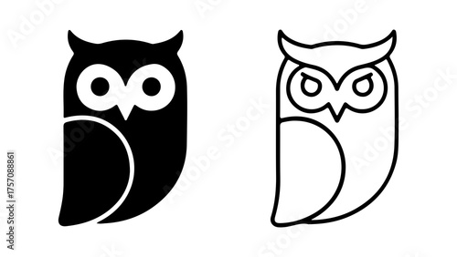 Two owl icons with transparent background